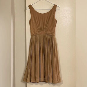 GEODE by ANTHROPOLOGIE Mulberry Silk Dress in Tan‎